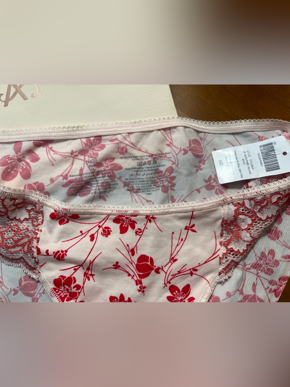 Soma Pink & Red Floral Lace Bikini Panty - Picture 2 of 2